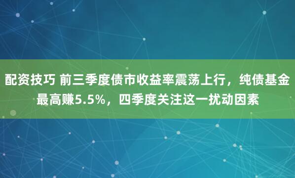 配资技巧 前三季度债市收益率震荡上行，纯债基金最高赚5.5%，四季度关注这一扰动因素