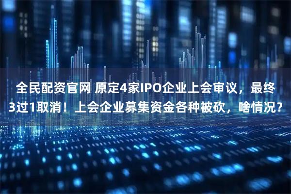 全民配资官网 原定4家IPO企业上会审议，最终3过1取消！上会企业募集资金各种被砍，啥情况？